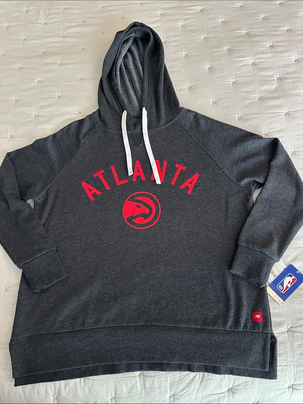 Atlanta Hawks Men's Charcoal Hoodie- Red Logo